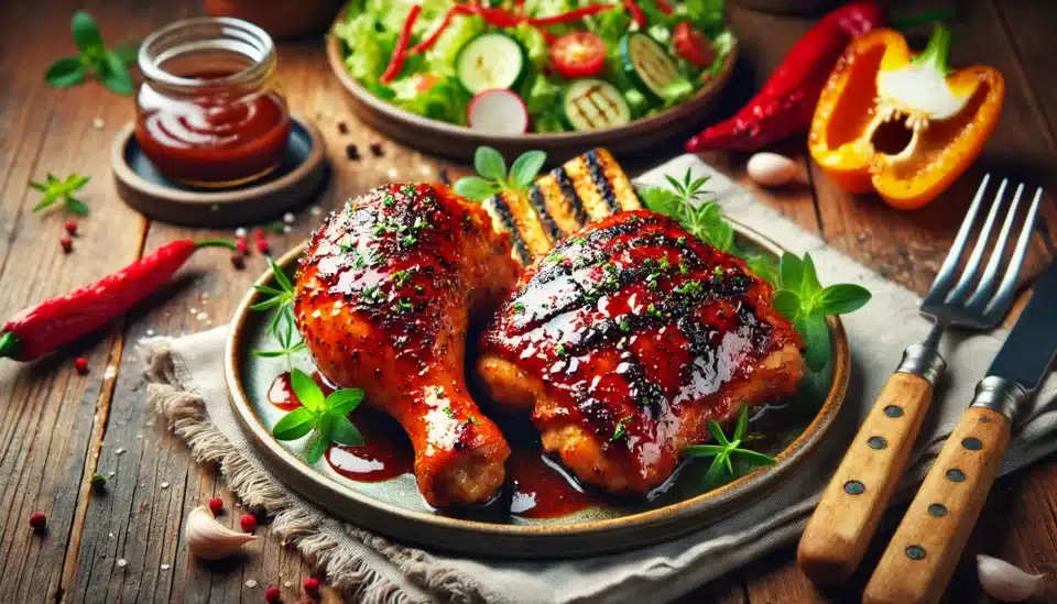 BBQ Chicken Thighs in a plate