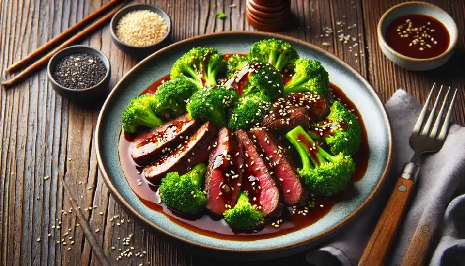 a plate of Beef and Broccoli